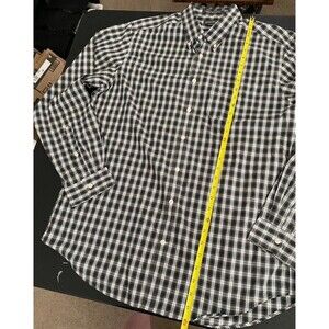 Eddie Bauer Men’s TL Plaid Gray and Gold Shirt EUC